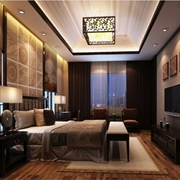 105平中式风格效果图欣赏卧室效果