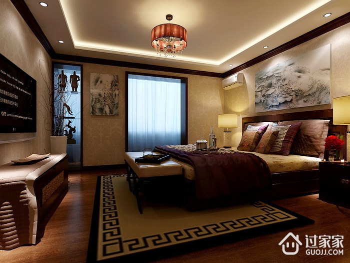 中式风格复式楼效果图欣赏卧室