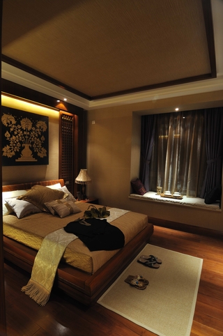 东南亚设计卧室床头背景效果图