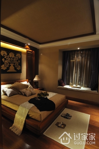 东南亚设计卧室床头背景效果图