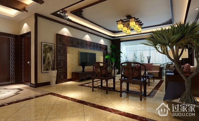 118平新中式风格住宅欣赏客厅