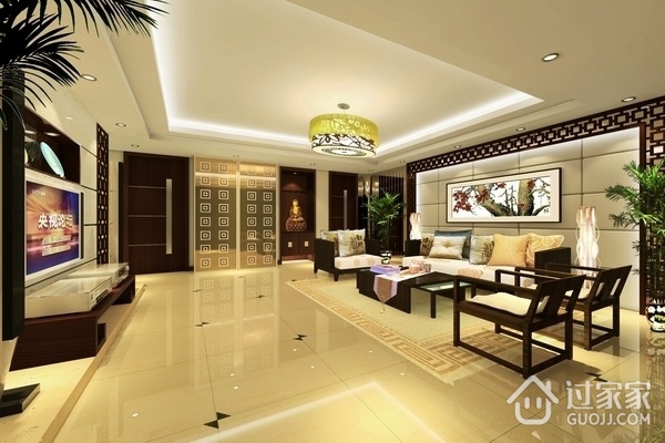 100平米新中式两居欣赏客厅设计