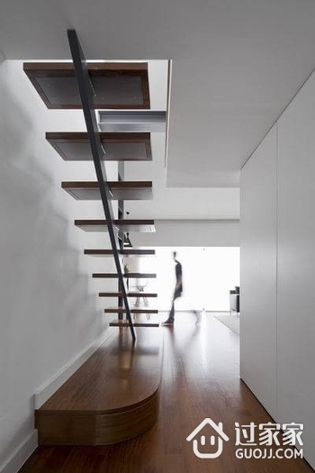 89平白色现代复式楼欣赏楼梯间