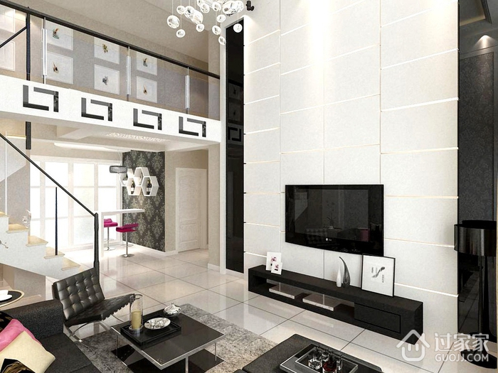 现代白色复式楼住宅欣赏客厅设计