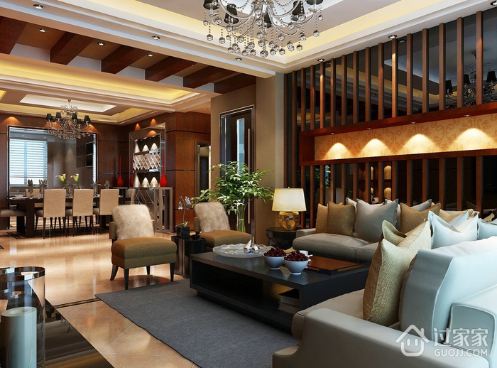 中式风格温馨效果图欣赏客厅全景
