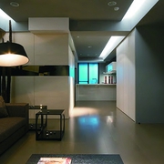 现代白色单身公寓设计客厅陈设