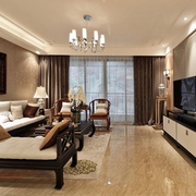 105平新中式风格住宅欣赏客厅设计