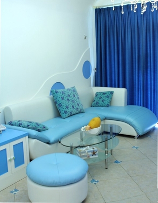 87平蓝色地中海案例欣赏客厅效果