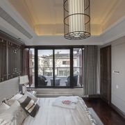 白色新中式别墅欣赏卧室效果