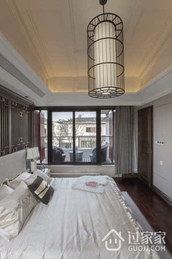白色新中式别墅欣赏卧室效果