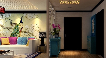 100平新中式住宅欣赏客厅设计图