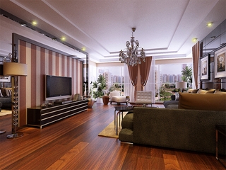 120平现代风格案例欣赏客厅全景