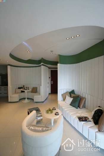 白色现代风住宅案例欣赏客厅