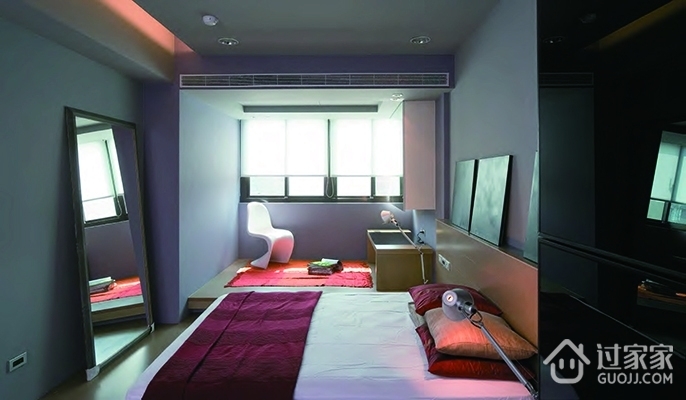 现代白色单身公寓设计卧室