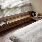 现代卧室书架装修效果图 暖暖原木色