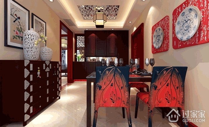 中式风三居室效果图欣赏餐厅