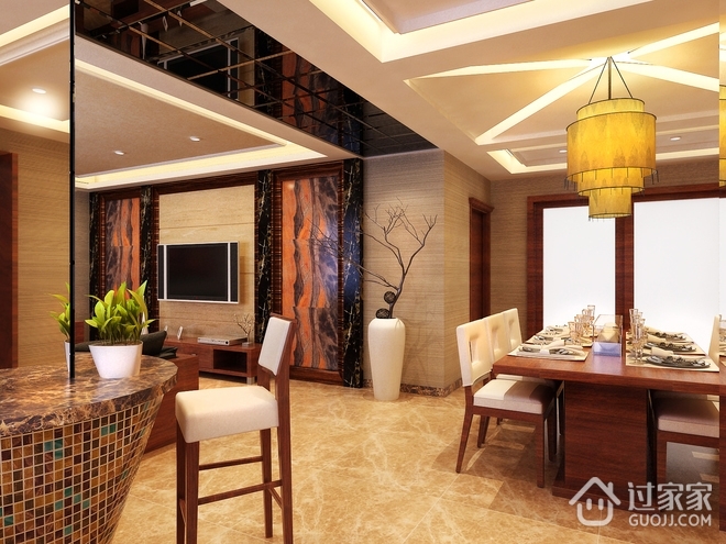 130平新中式住宅欣赏餐厅