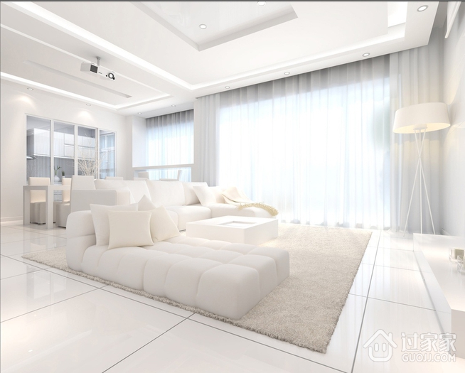 110平时尚纯白住宅欣赏客厅设计