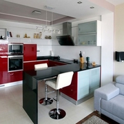 红白经典现代小户型欣赏厨房设计