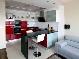 红白经典现代小户型欣赏厨房设计