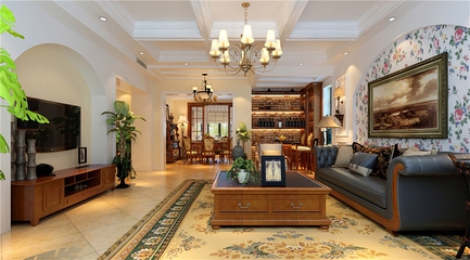 110平美式住宅欣赏客厅设计图