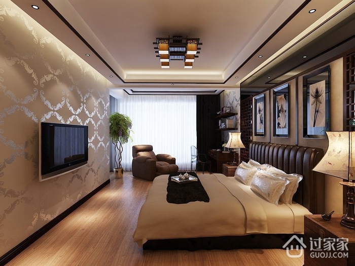 中式效果图案例欣赏卧室设计