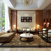 135平新中式风格住宅欣赏客厅效果