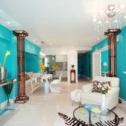 98平蓝色地中海住宅欣赏客厅设计