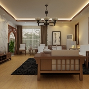 中式温馨三居室效果图欣赏客厅陈设