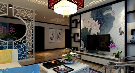 100平新中式住宅欣赏客厅陈设
