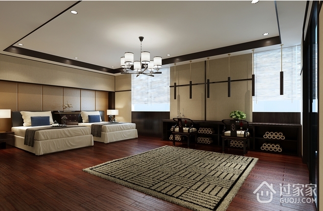 中式古朴复式样板房欣赏卧室设计