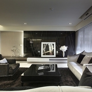 现代黑白相间效果图客厅陈设设计