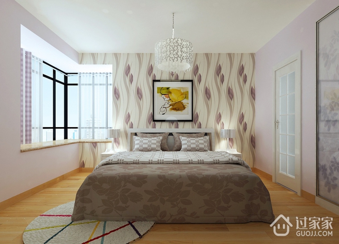 白色现代风两居室案例欣赏卧室灯饰