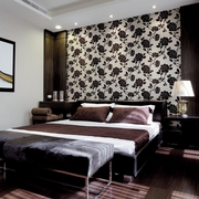 中式风卧室床背景墙