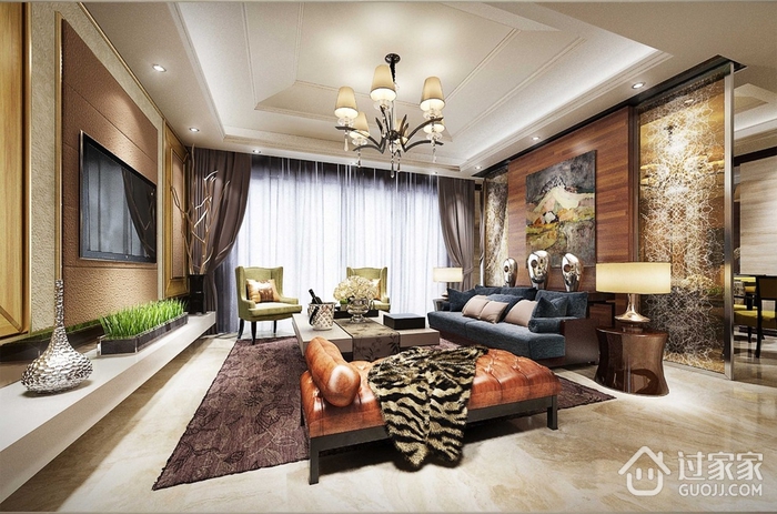115平欧式三居室案例欣赏客厅设计