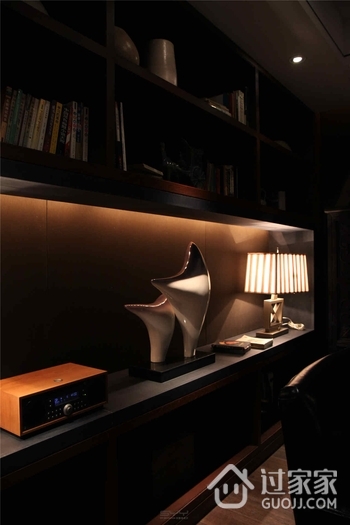 中式风格书柜灯具摆放效果图