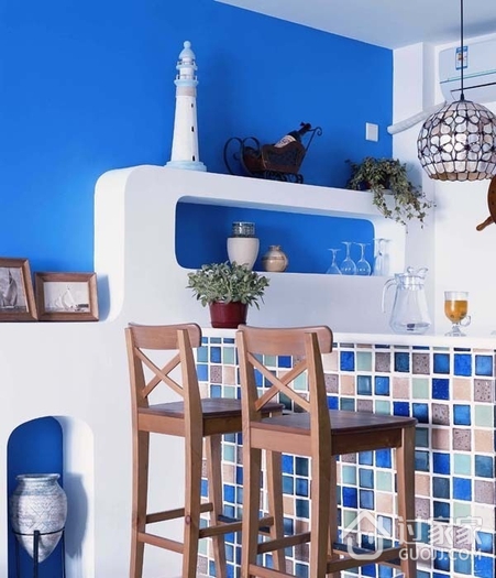 蓝色地中海住宅设计欣赏厨房吧台