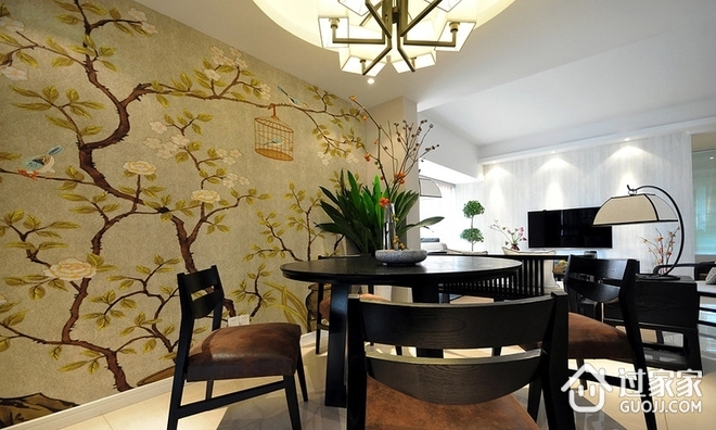 110平静谧新中式住宅欣赏餐厅