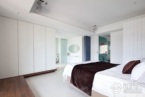 现代白色公寓效果图欣赏卧室陈设