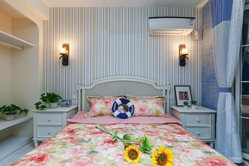 125平蓝白地中海住宅欣赏卧室