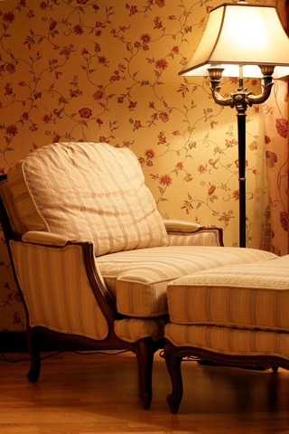 新中式风住宅效果图卧室单人沙发