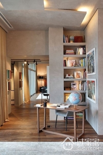 灰色调现代公寓欣赏书房效果