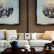 新中式客厅沙发背景墙效果图 优雅古典