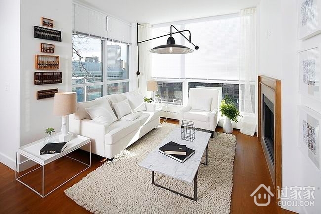 白色质感两居室公寓欣赏客厅效果