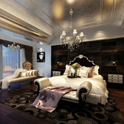 130平奢华欧式风住宅欣赏卧室吊顶设计