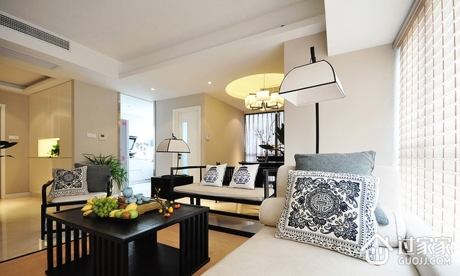 110平静谧新中式住宅欣赏客厅效果