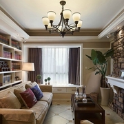 88平美式两居室案例欣赏客厅书架
