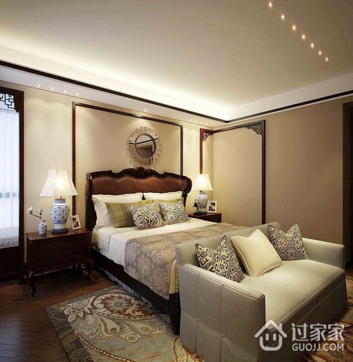 雅致新中式三居欣赏卧室背景墙