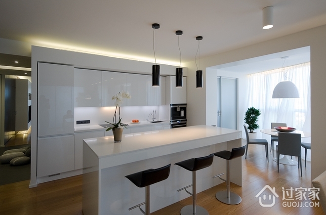 现代白色110公寓欣赏厨房设计