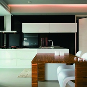 现代白色单身公寓设计厨房效果图